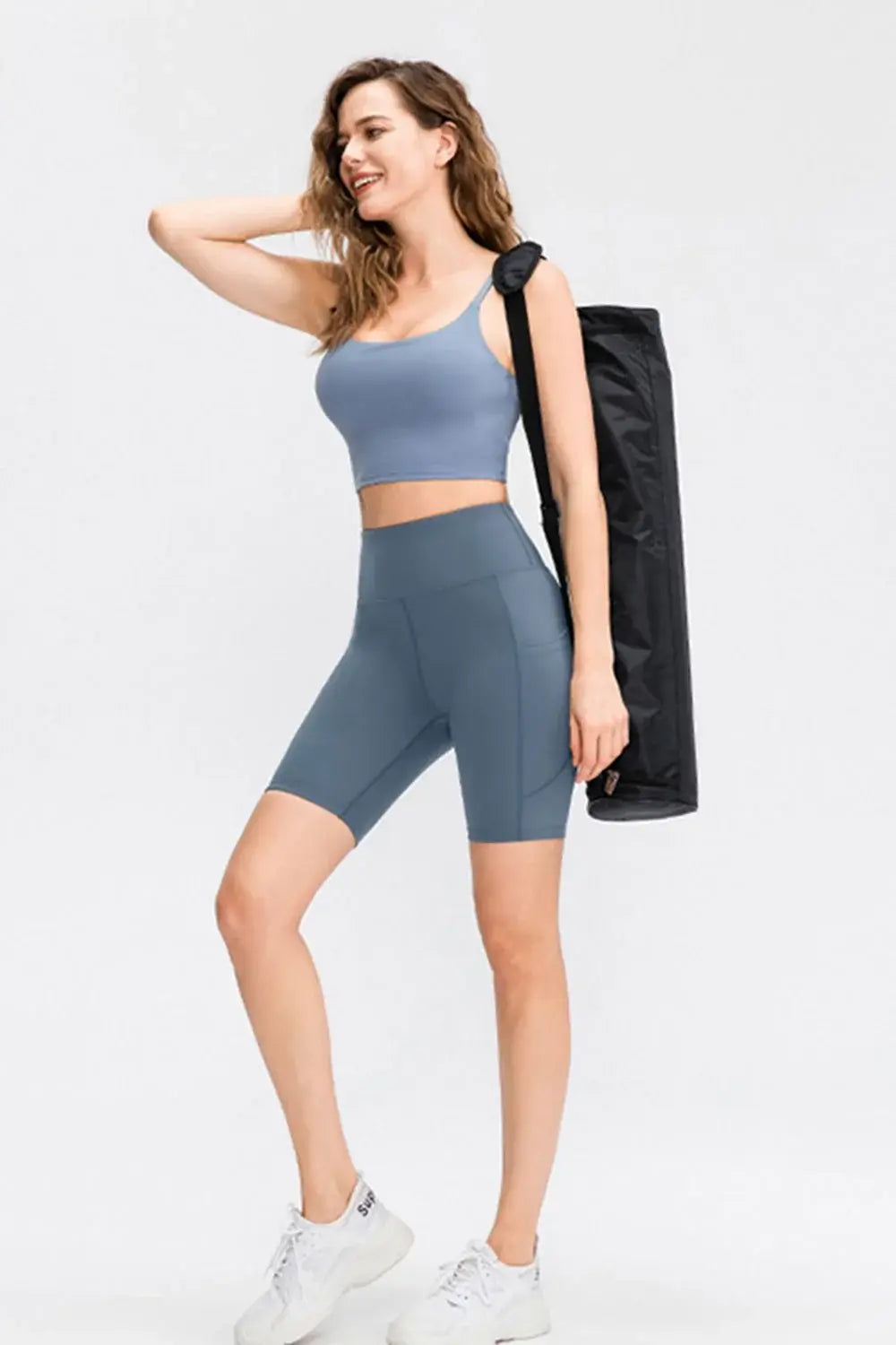 Wide Waistband Sports Shorts with Pockets - Trendsi - Flyclothing LLC