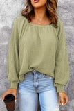Square Neck Waffle-Knit Top - Trendsi - Flyclothing LLC