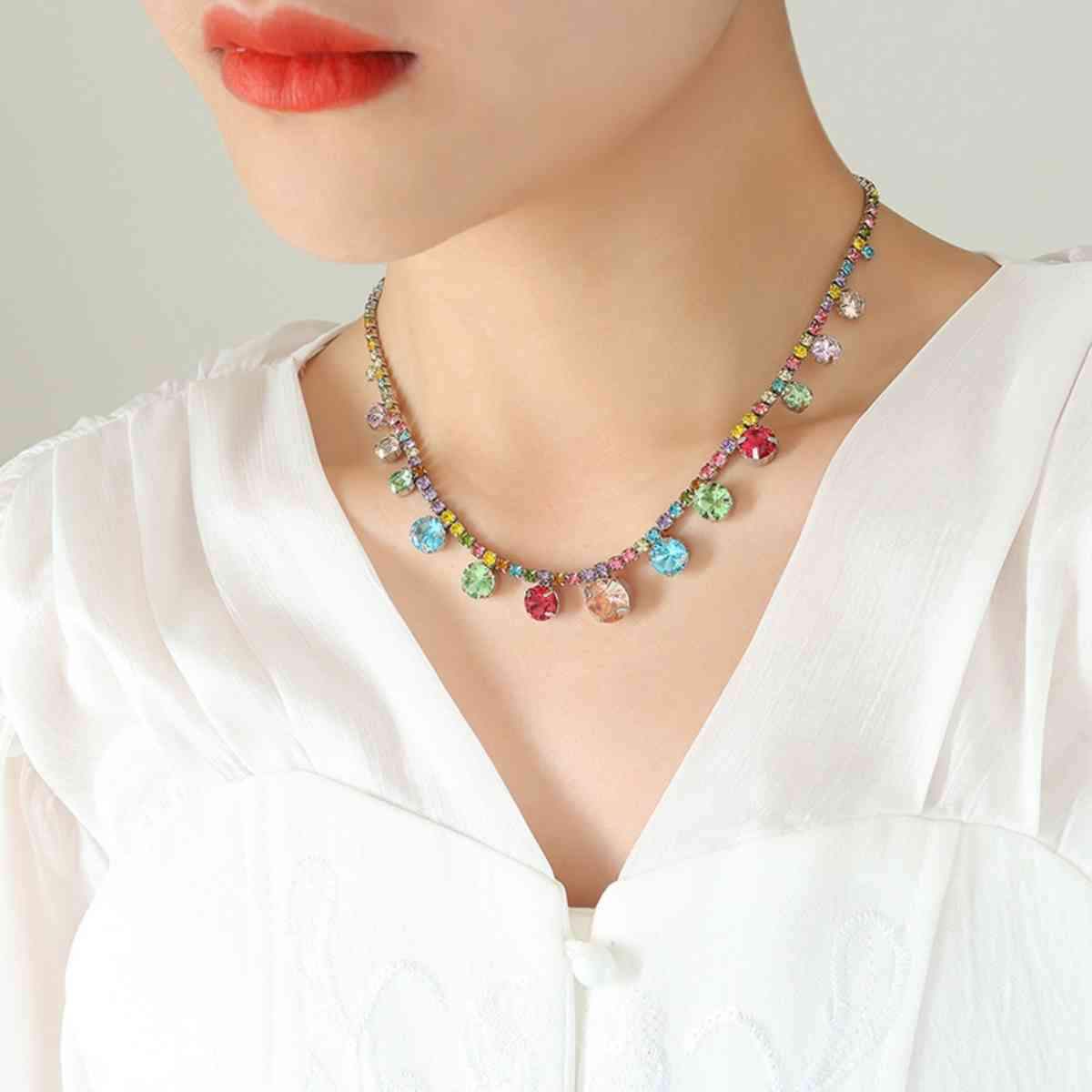 Crystal Copper Chain Necklace - Trendsi - Flyclothing LLC