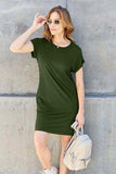 Basic Bae Full Size Round Neck Short Sleeve Dress with Pockets - Trendsi - Flyclothing LLC