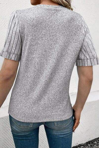 Round Neck Short Sleeve T-Shirt - Trendsi - Flyclothing LLC