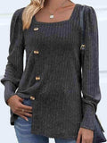 Decorative Button Square Neck Top - Trendsi - Flyclothing LLC