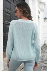 Round Neck Rib-Knit Sweater - Trendsi - Flyclothing LLC