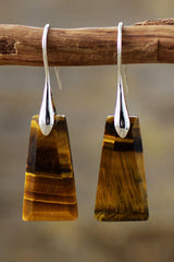 Handmade Geometrical Shape Natural Stone Dangle Earrings - Trendsi
