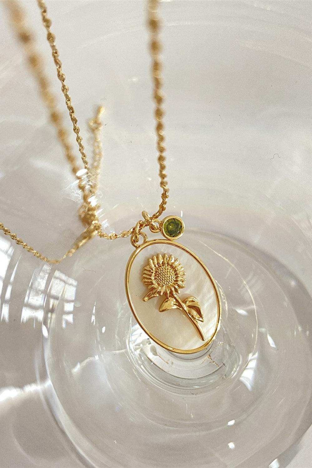 Flower Shell Pendant Copper Necklace - Trendsi - Flyclothing LLC