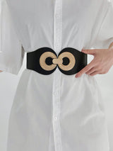 Alloy Buckle Elastic PU Belt - Trendsi - Flyclothing LLC