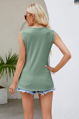 Spliced Lace V-Neck Tank - Trendsi - Flyclothing LLC