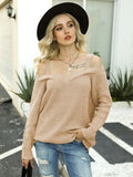Wide Strap Cold Shoulder Pullover Sweater - Flyclothing LLC