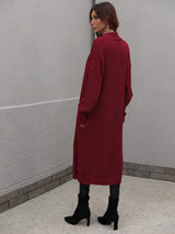Waffle Knit Open Front Duster Cardigan With Pockets - Trendsi - Flyclothing LLC