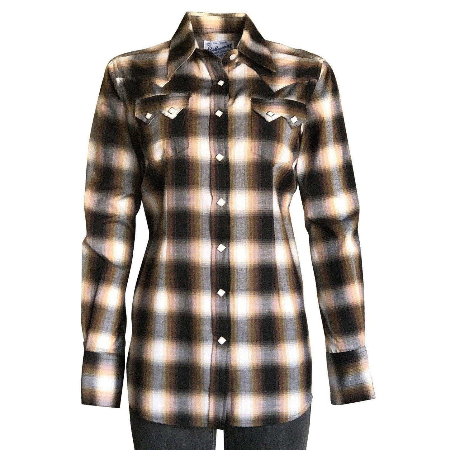 Rockmount Ranch Wear Womens Brown Shadow Plaid Sawtooth Western Shirt - Rockmount Clothing - Flyclothing LLC