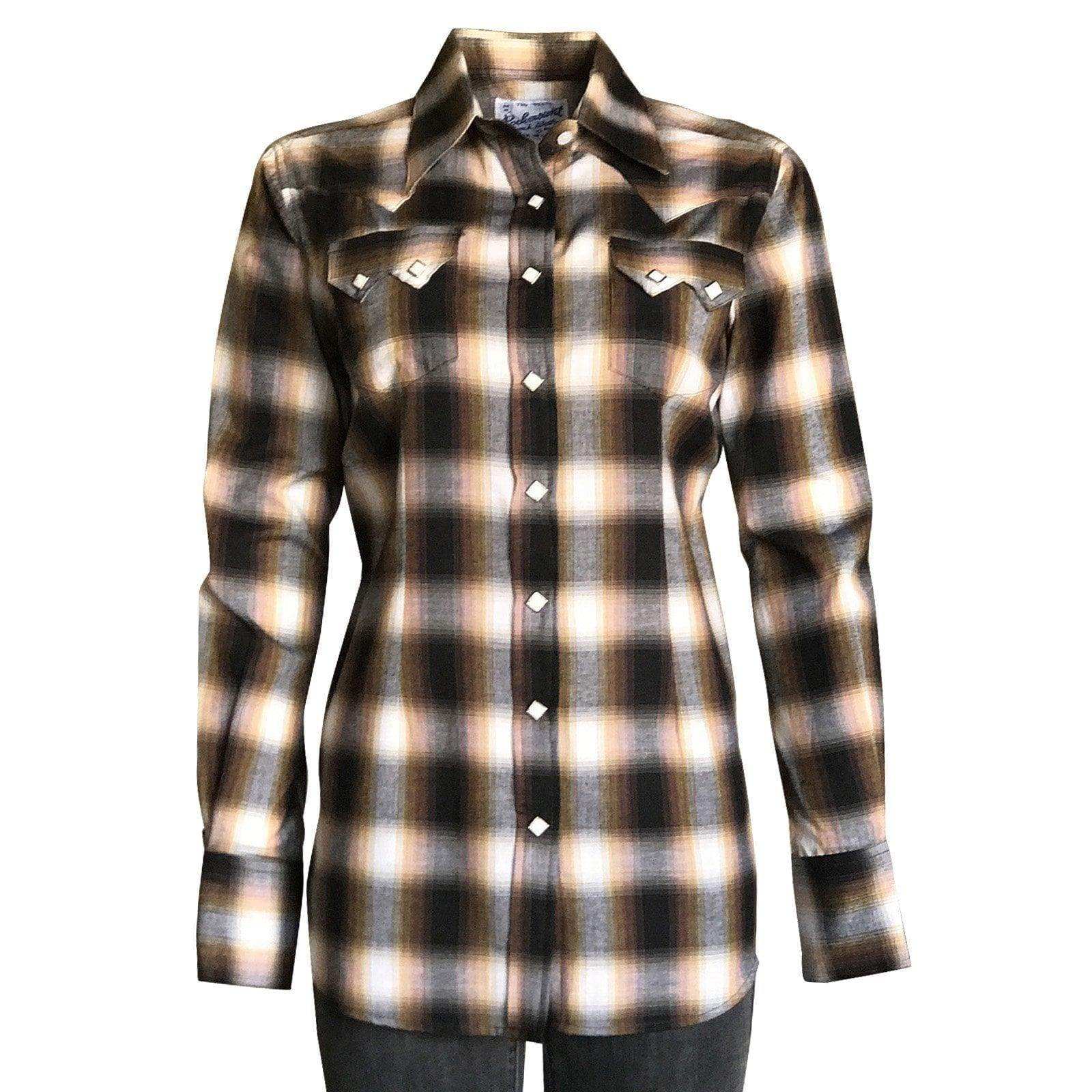 Rockmount Ranch Wear Womens Brown Shadow Plaid Sawtooth Western Shirt - Rockmount Clothing - Flyclothing LLC