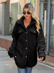Button Down Collared Coat - Trendsi