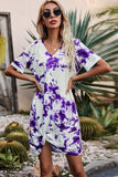 Twisted V-Neck Short Sleeve Dress - Flyclothing LLC
