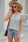 V-Neck Flutter Sleeve T-Shirt - Trendsi - Flyclothing LLC