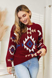 HEYSON Full Size Aztec Soft Fuzzy Sweater - Trendsi - Flyclothing LLC