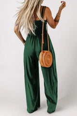 Smocked Square Neck Wide Leg Jumpsuit with Pockets - Trendsi - Flyclothing LLC