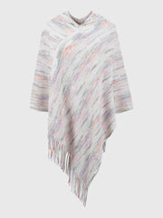Fringe Hem Hooded Poncho - Trendsi