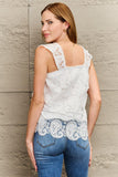 Lace Detail Square Neck Tank Top - Trendsi