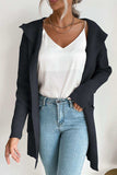 Ribbed Open Front Hooded Cardigan with Pockets - Trendsi - Flyclothing LLC