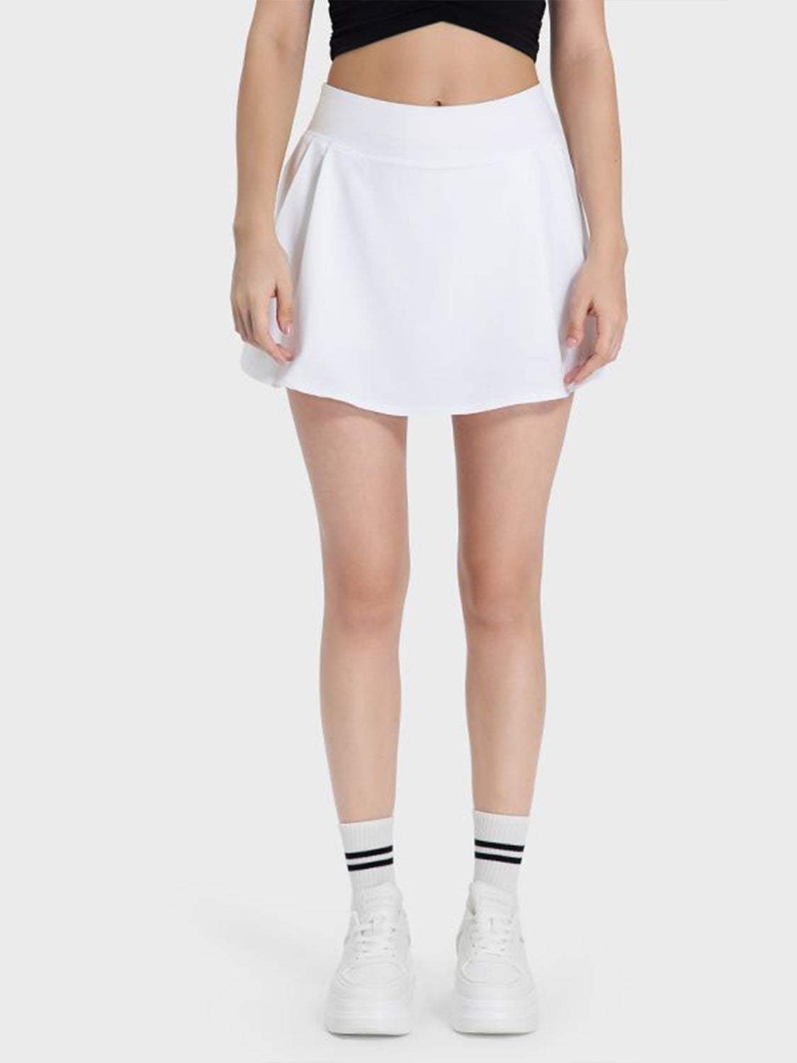Pleated Detail Mid-Rise Waist Active Skirt - Trendsi - Flyclothing LLC