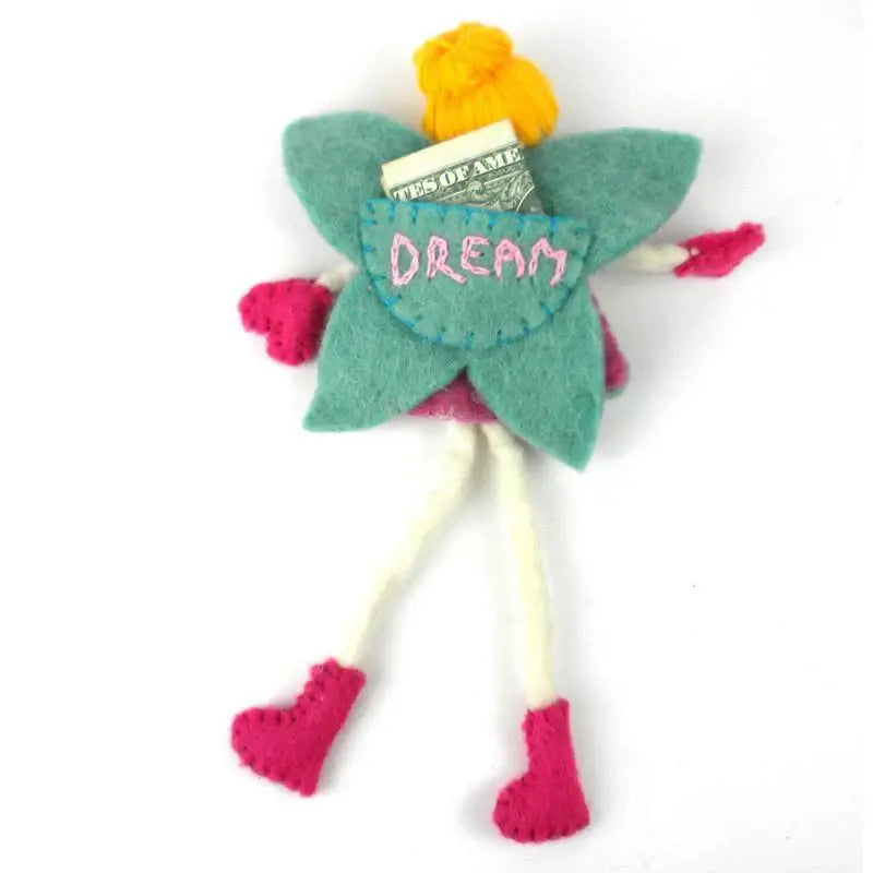 Hand Felted Tooth Fairy Pillow - Blonde with Pink Dress - Global Groove - Global Groove - Flyclothing LLC