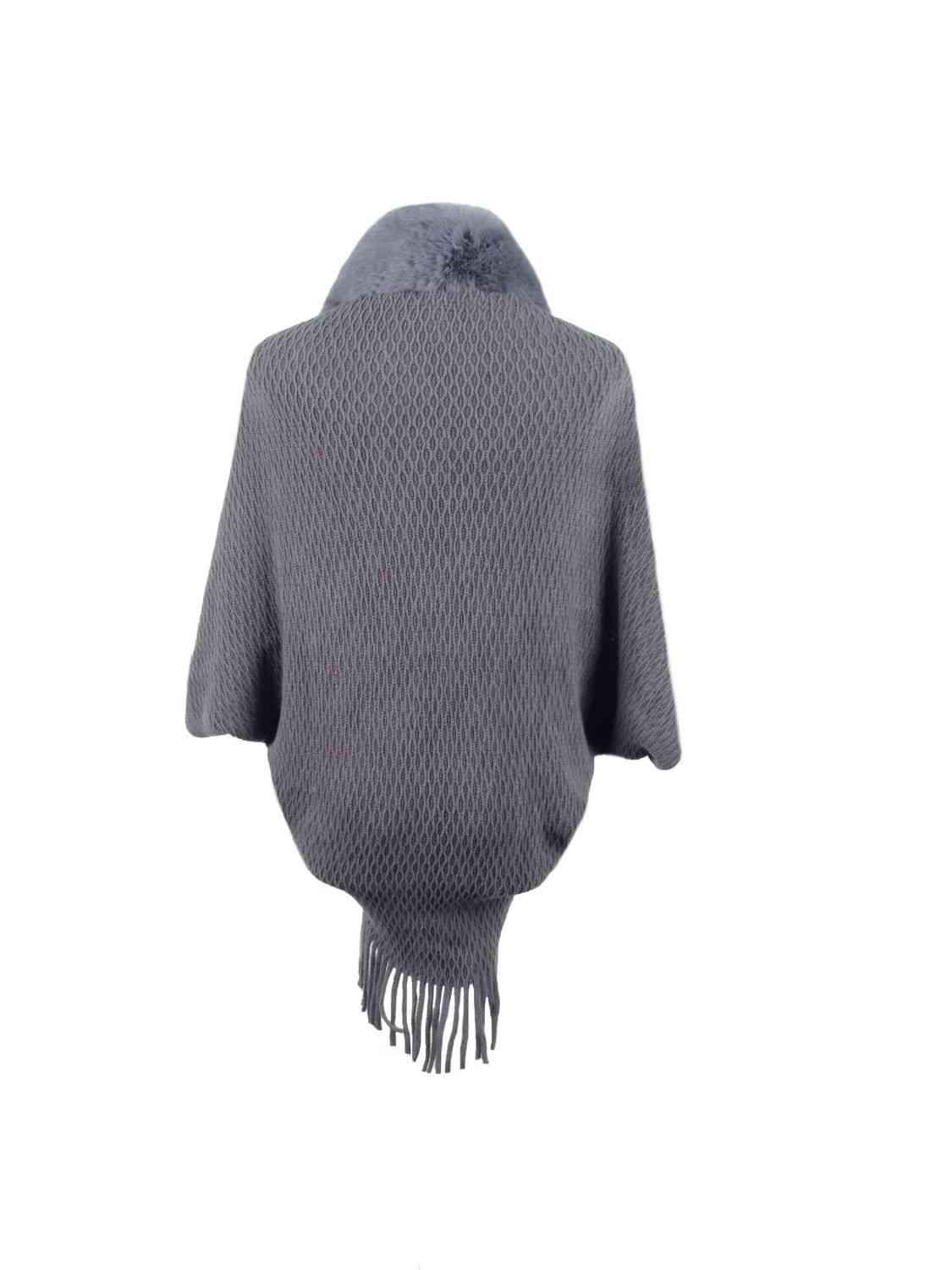 Open Front Fringe Hem Poncho - Trendsi - Flyclothing LLC