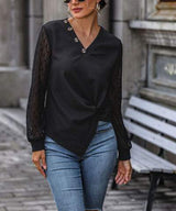 Twisted Decorative Button Long Sleeve T-Shirt - Trendsi - Flyclothing LLC