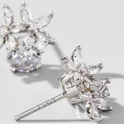 Zircon 925 Sterling Silver Flower Stud Earrings - Trendsi - Flyclothing LLC