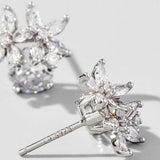 Zircon 925 Sterling Silver Flower Stud Earrings - Flyclothing LLC