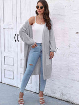 Open Front Longline Cardigan with Pockets - Trendsi - Flyclothing LLC