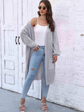 Open Front Longline Cardigan with Pockets - Trendsi - Flyclothing LLC