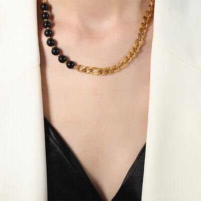 Bead Detail Chunky Chain Necklace - Trendsi