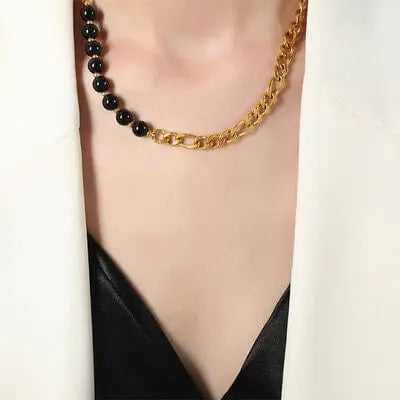 Bead Detail Chunky Chain Necklace - Trendsi - Flyclothing LLC