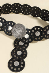Round Shape PU Leather Belt - Trendsi - Flyclothing LLC