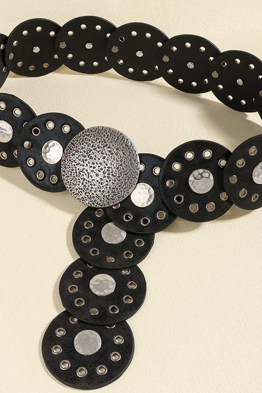 Round Shape PU Leather Belt - Trendsi - Flyclothing LLC