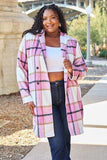 Double Take Full Size Plaid Button Up Lapel Collar Coat - Trendsi - Flyclothing LLC