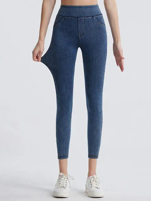 Wide Waistband Sports Leggings - Trendsi - Flyclothing LLC