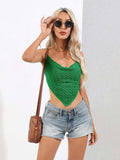 Crisscross Tie Back Point Hem Knit Top - Trendsi - Flyclothing LLC