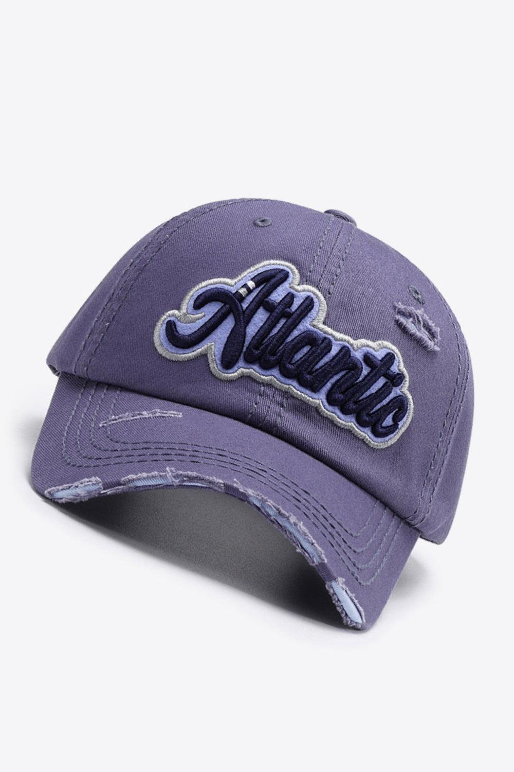 ATLANTIC Graphic Distressed Baseball Cap - Trendsi