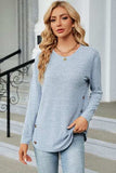 Decorative Button Round Neck T-Shirt - Trendsi - Flyclothing LLC