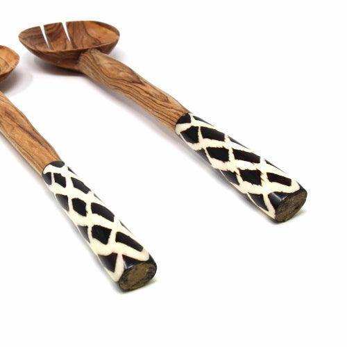 Olive Serving Set with Bone Handles 11 inch - Jedando - Flyclothing LLC