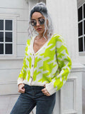 Houndstooth Button Down Cardigan - Trendsi - Flyclothing LLC