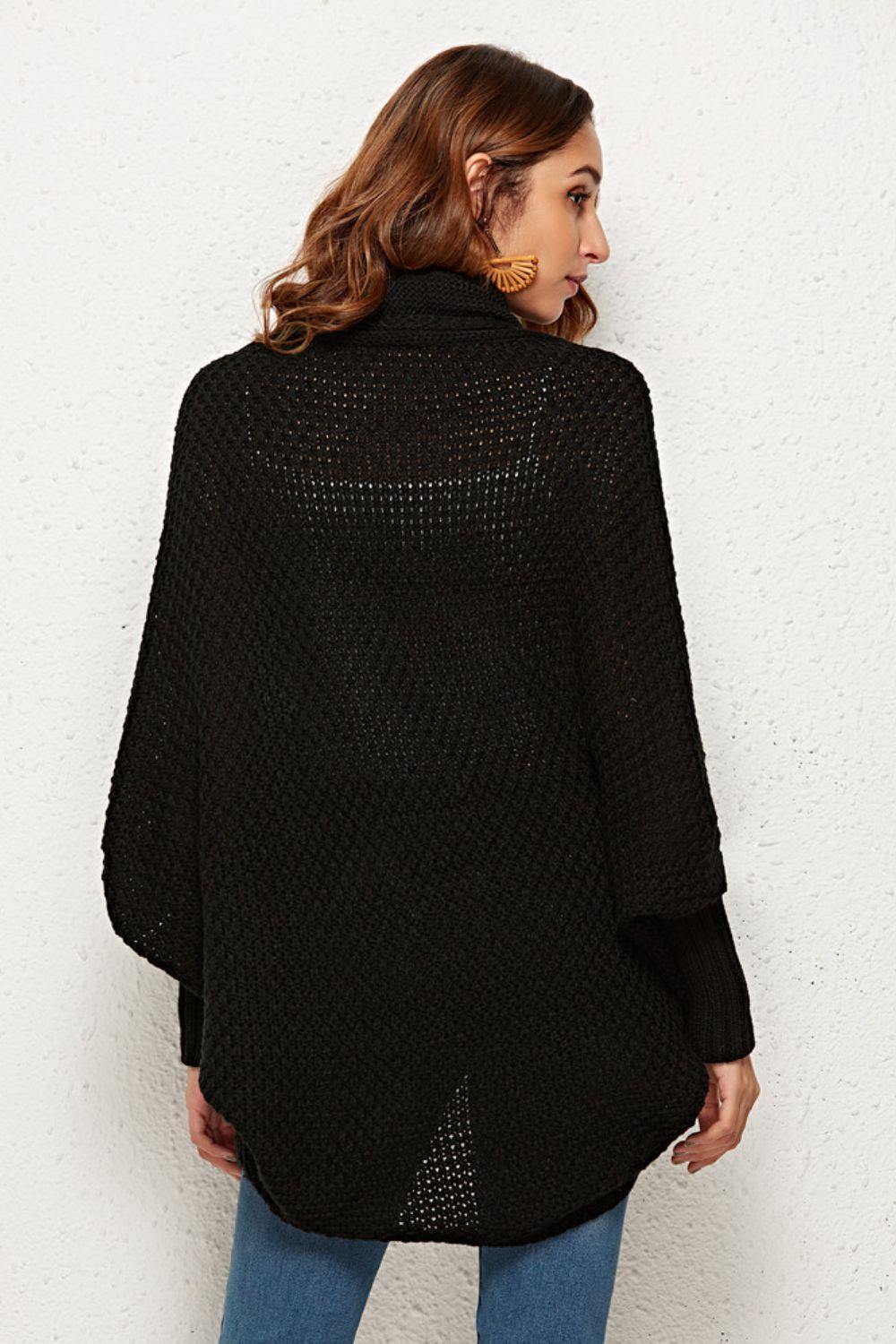 Open Front Dolman Sleeve Longline Cardigan - Trendsi