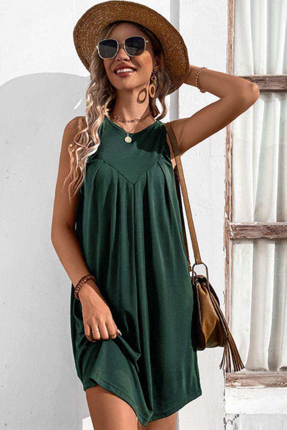 Round Neck Sleeveless Mini Dress - Trendsi - Flyclothing LLC