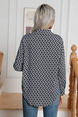 Printed Buttoned Long Sleeve Shirt - Trendsi - Flyclothing LLC