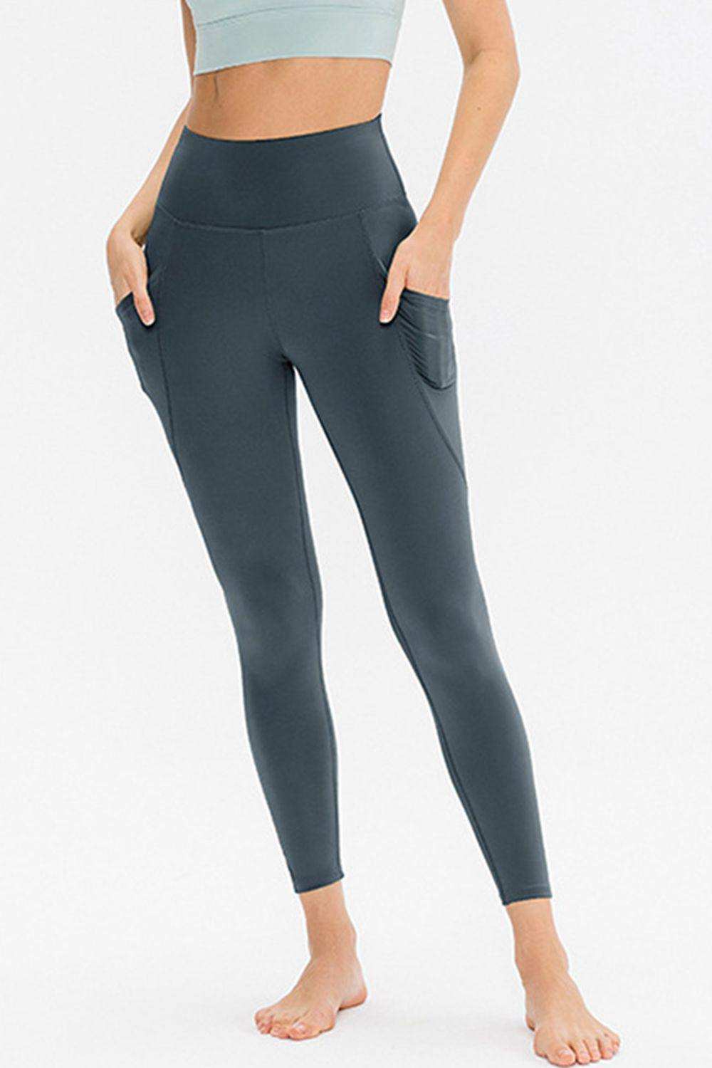 Slim Fit Long Active Leggings with Pockets - Trendsi - Flyclothing LLC