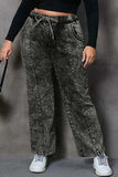 Plus Size Drawstring Pocketed Straight Jeans - Trendsi - Flyclothing LLC