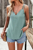 Eyelet V-Neck Double Strap Cami - Trendsi - Flyclothing LLC