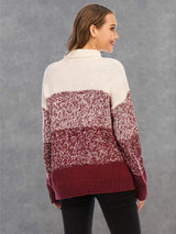 Color Block Turtleneck Sweater - Trendsi - Flyclothing LLC