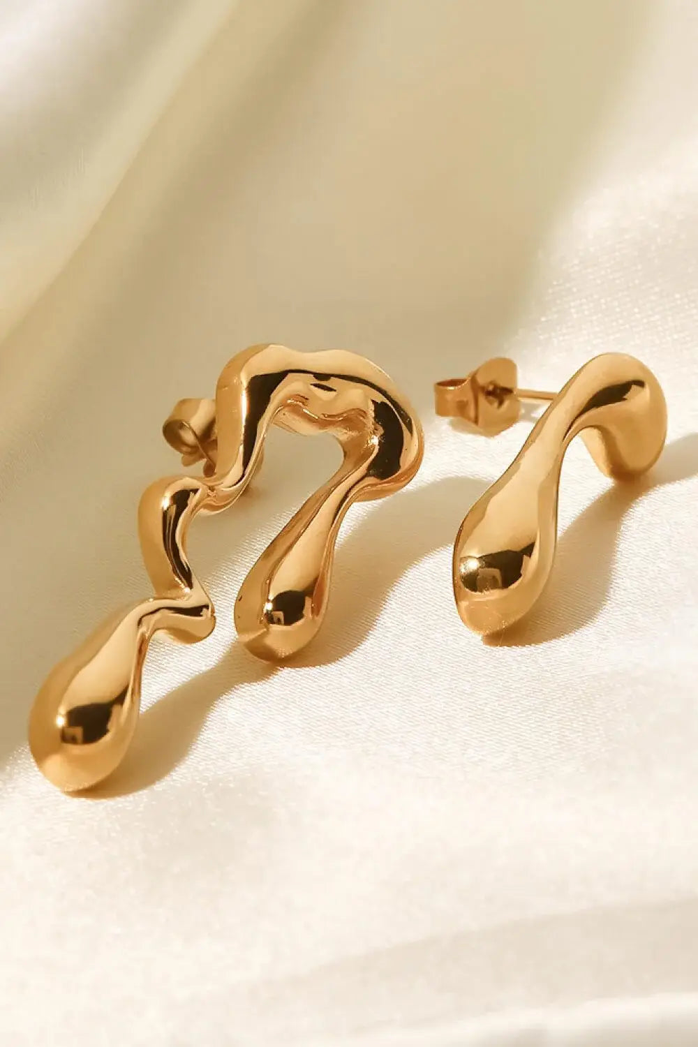 18K Gold Plated Geometric Mismatched Earrings - Trendsi - Flyclothing LLC